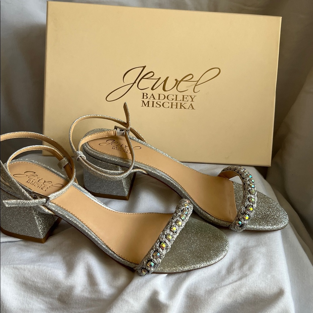 Jewel Badgley Mischka Glittering Silver Heels